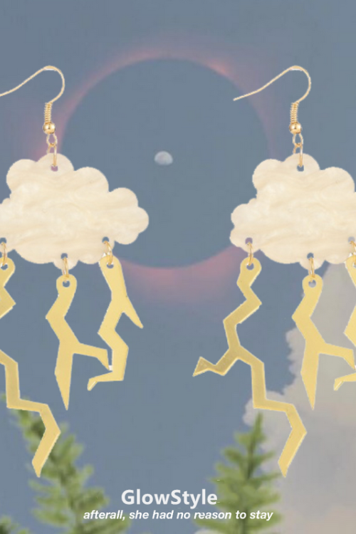 Electronic Music Girl Cloud Lightning Earrings