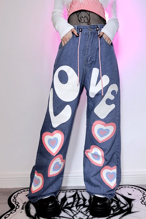 Alphabet Heart Loose Hip Hop Pants