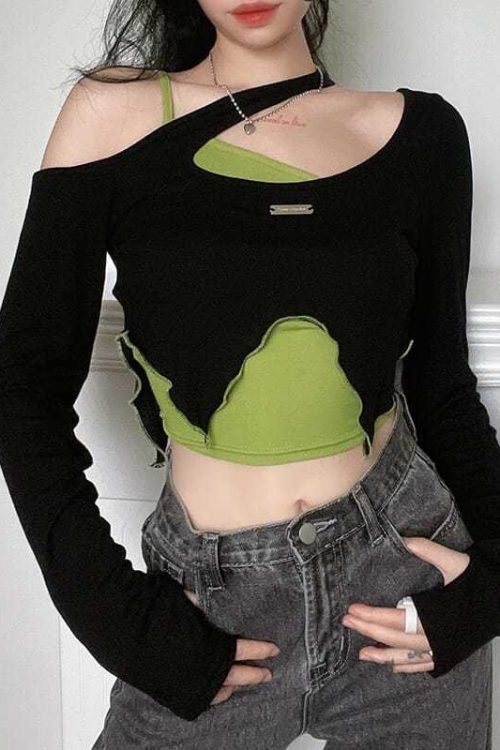 Color Contrast Sexy Crop Top