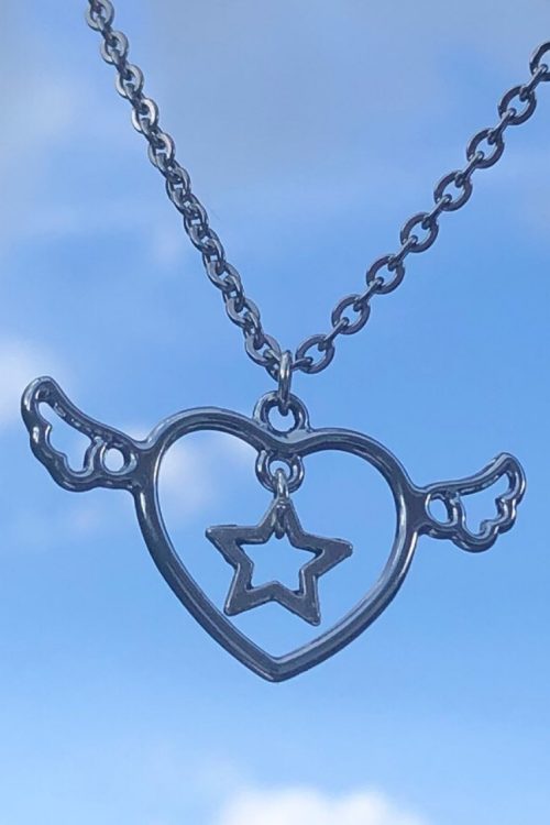 Y2K Heart Wings Star Pendant Necklace