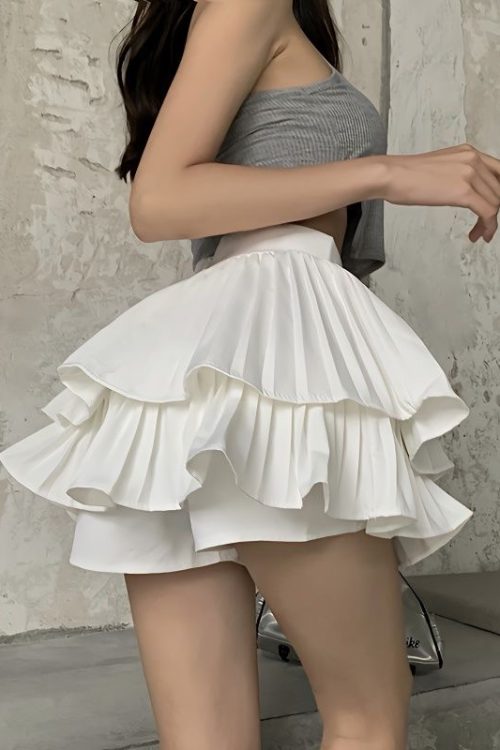 Double Layer Cake Pleated Skirt