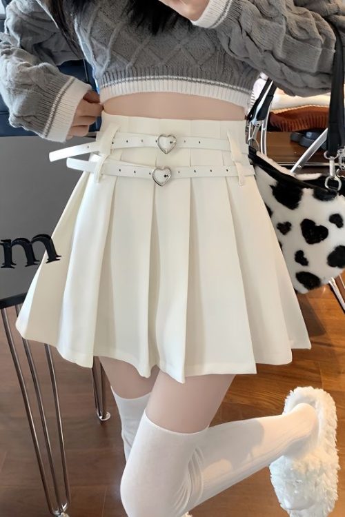 Heart Double Belt Skirt