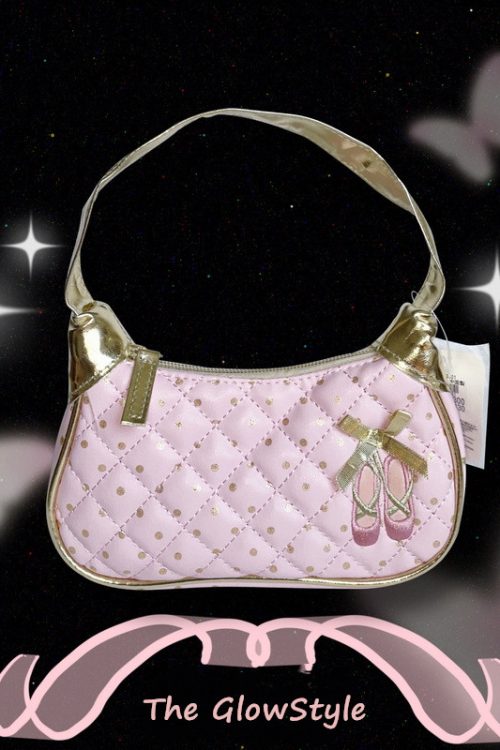 Vintage Glitter Polka Dot Pink Mini Tote Bag